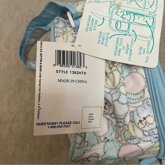 Health-Tex Vintage Baby Fridge Vinyl Insulated Bottle Bag Pastels Blue Animals - Picture 14 of 16